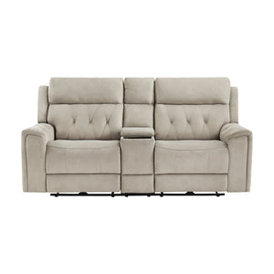 Polished Microfiber Power Double Reclining Loveseat
