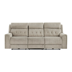 Polished Microfiber Power Double Reclining Sofa