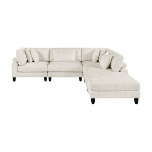Textured Microfiber 5-Piece Modular Sectional with Ottoman