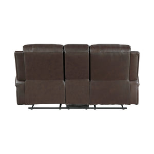 Leather Match Manual Double Reclining Loveseat