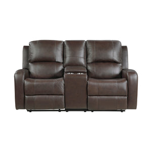 Leather Match Manual Double Reclining Loveseat