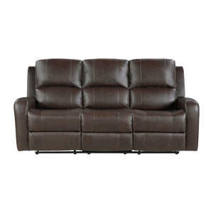 Leather Match Manual Double Reclining Sofa