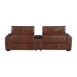 Leather Power Double Reclining Loveseat with Center Console