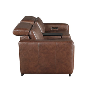 Leather Power Double Reclining Loveseat with Center Console