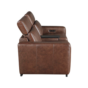 Leather Power Double Reclining Loveseat with Center Console