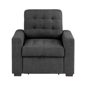 Fabric Chair with Pull-out Ottoman