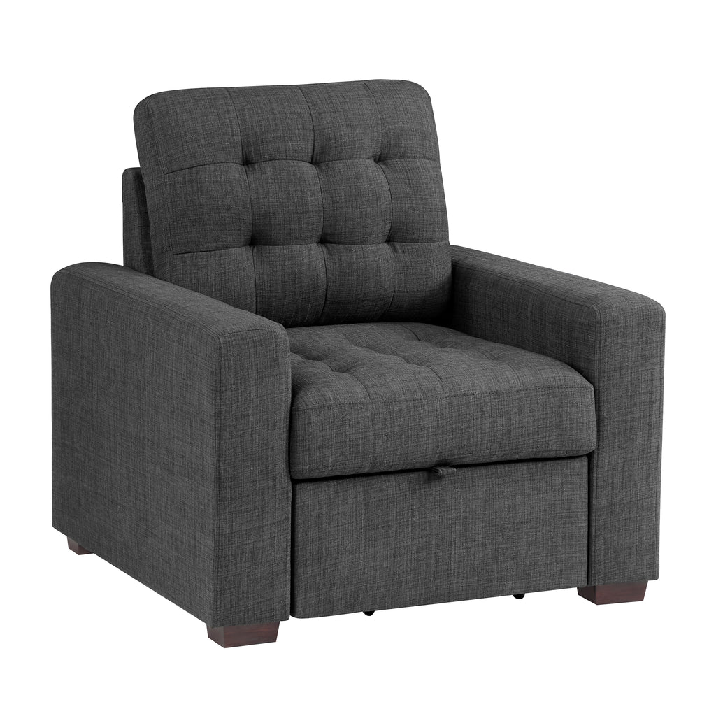 Fabric Chair with Pull-out Ottoman