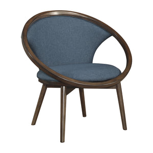 Rowe Mid Century Accent Chair in Blue and Walnut