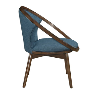Rowe Mid Century Accent Chair in Blue and Walnut