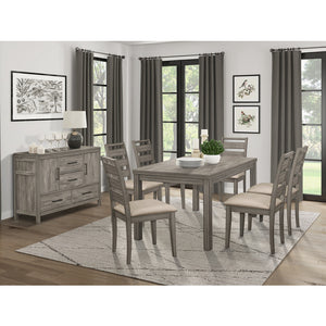 Marseille  64" Transitional Wood Dining Room Table in Weathered Gray