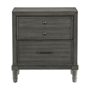 Noé 26.5" 2-drawer Traditional Wood Nightstand in Gray