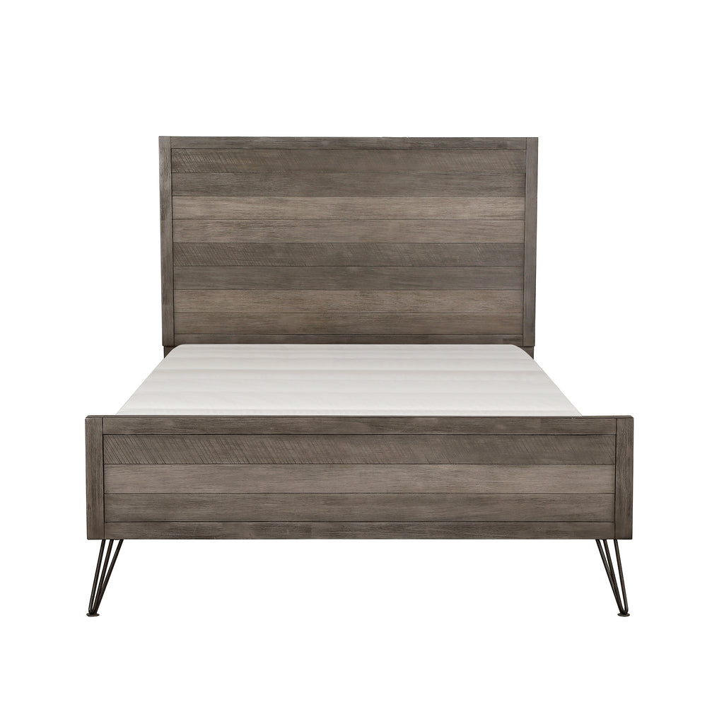 Cornish Raku Bed, Full, 3-tone Gray Finish