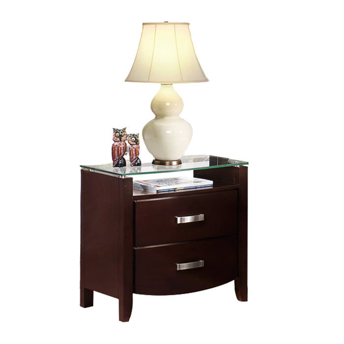 Platina Crsoby Night Stand with Glass Top