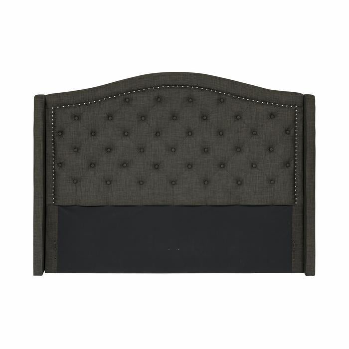 Cavalier Queen Headboard with Button Tufted & Nailhead in Charcoal