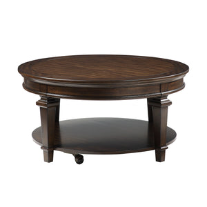 Valabregue 40" Round Traditional Wooden Coffee Table in Espresso