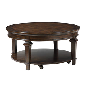 Valabregue 40" Round Traditional Wooden Coffee Table in Espresso