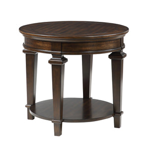 Valabregue 28" Round Traditional Wooden End Table in Espresso