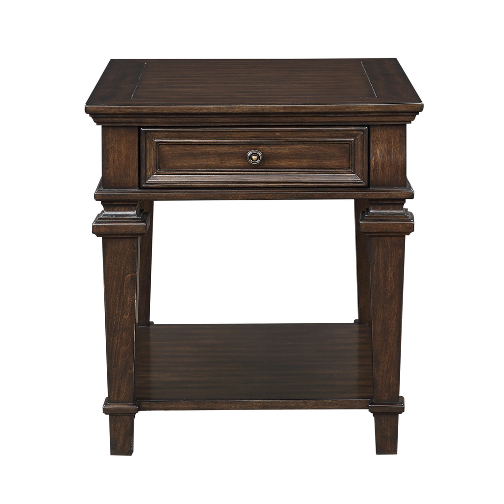Valabregue 23" x 28" Traditional Wooden End Table in Espresso