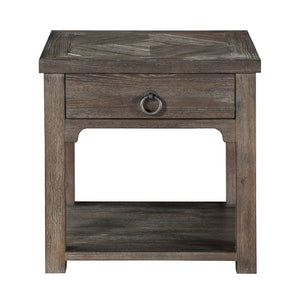 Maël Wooden Storage End Table in Driftwood Brown