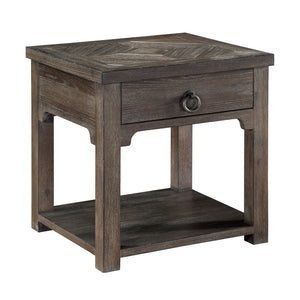 Maël Wooden Storage End Table in Driftwood Brown
