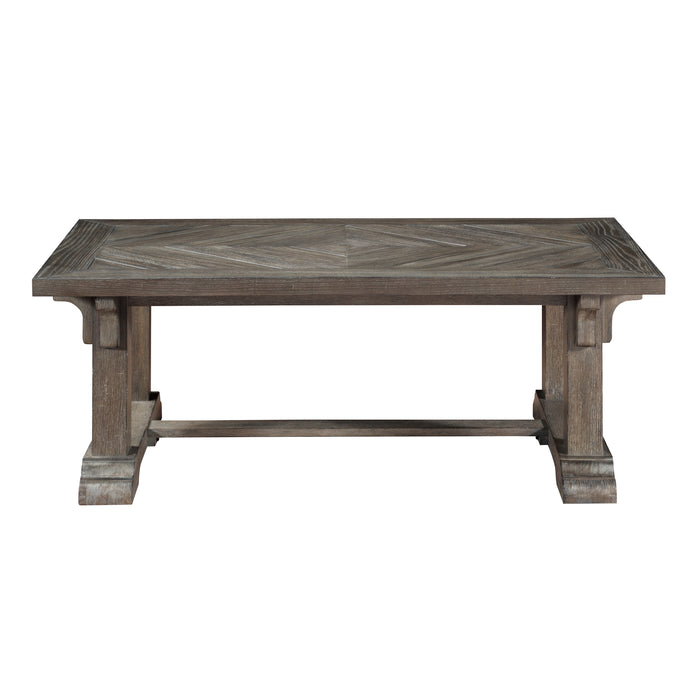 Maël Wooden Trestle Coffee Table in Driftwood Brown