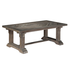 Maël Wooden Trestle Coffee Table in Driftwood Brown