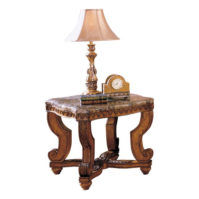 Timmins Trammel End Table with Marble Top