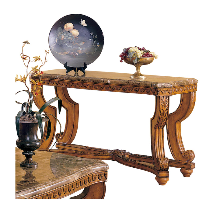 Timmins Trammel Sofa Table with Marble Top