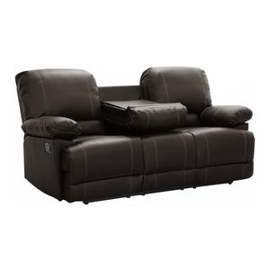 Verge Brown 81" Double Reclining Sofa with Center Drop-Down Cup Holders
