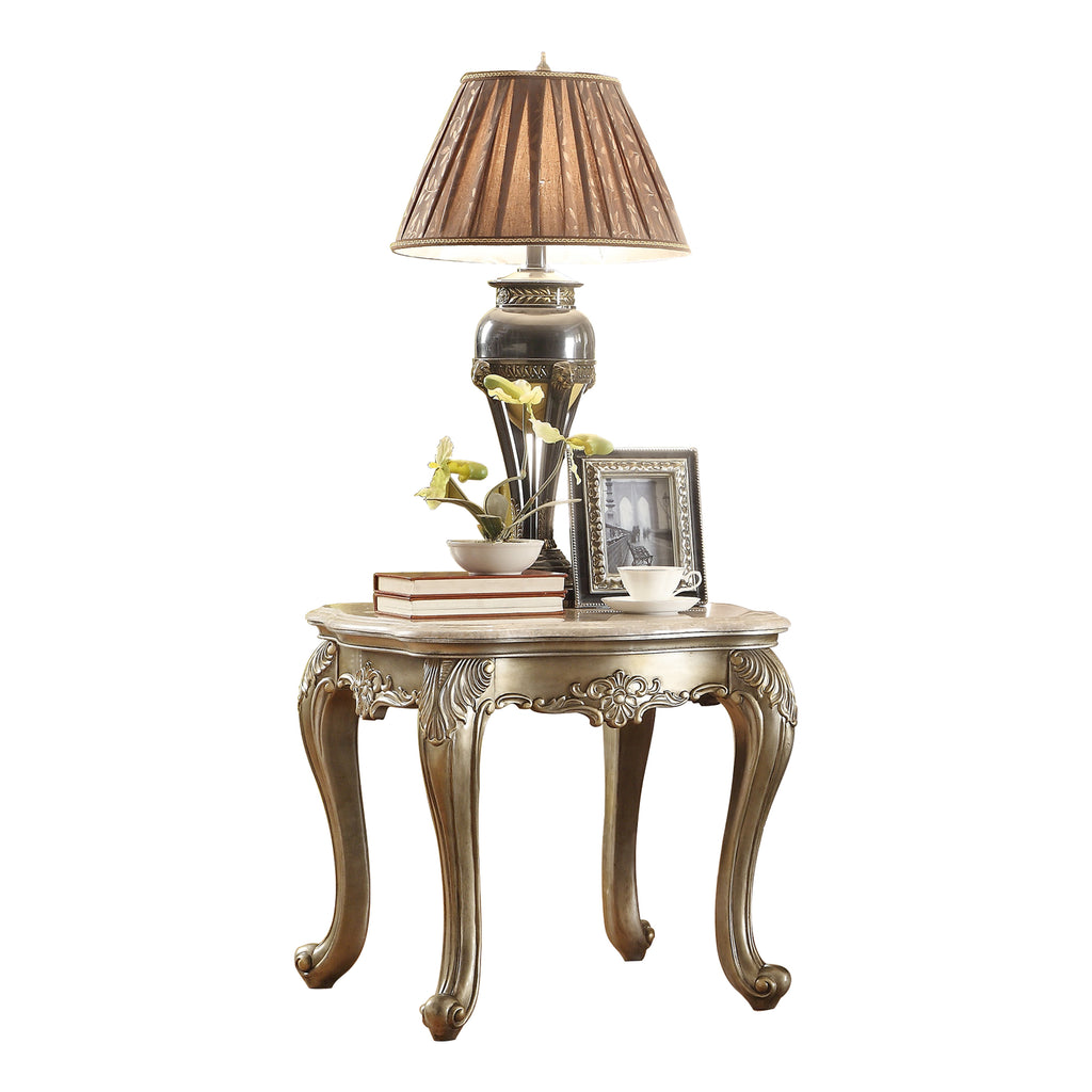 Amancio Augusta End Table with Marble Top