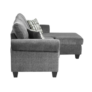 Whitley Reversible Chenille Sectional with Chaise in Gray