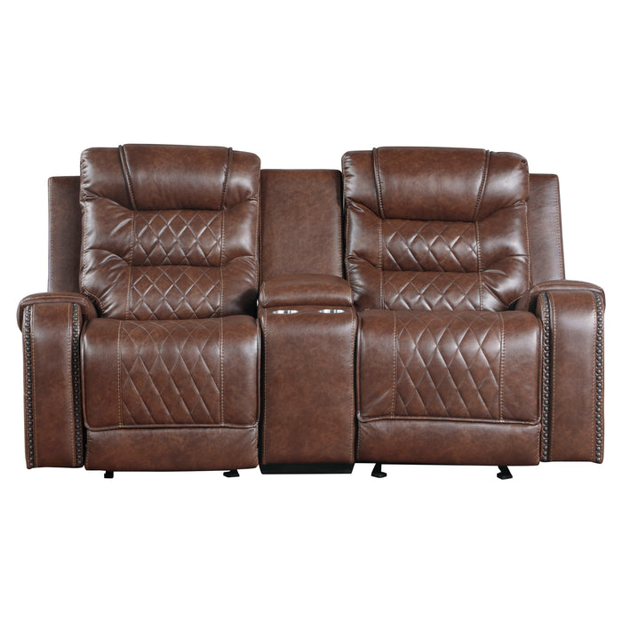Barnard 78" Double Glider Reclining Love Seat with Center Console, Receptacles and USB port