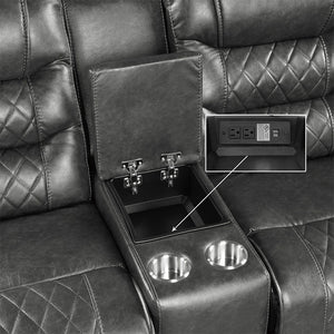 Barnard 78" Power Double Reclining Love Seat with Center Console, Receptacles and USB port