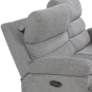 Moapa Gray 62" Power Double Reclining Love Seat with Power Headrests and USB Ports