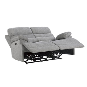 Moapa Gray 62" Power Double Reclining Love Seat with Power Headrests and USB Ports