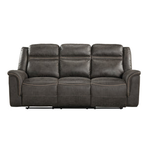 Gallet Brown 89" Double Reclining Sofa with Drop-Down Cup Holders