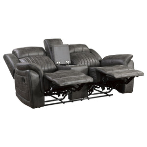 Bisset Brownish gray 74" Double Reclining Love Seat with Center Console