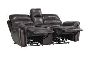 Havre Brown 78" Power Double Reclining Love Seat with Center Console, Power Headrests and USB Ports