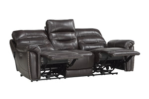 Havre Brown 87" Power Double Reclining Sofa with Power Headrests and USB Ports