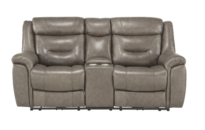 Wrasse 77" Power Double Reclining Love Seat with Center Console, Power Headrests and USB Ports