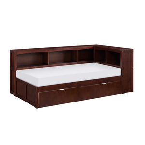 Bartly Twin Bookcase Corner Bed with Twin Trundle