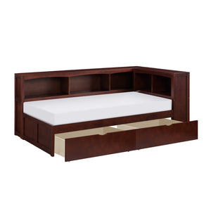 Bartly Twin Bookcase Corner Bed with Storage Boxes